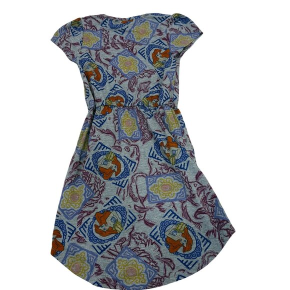 LuLaRoe Girls Mae Disney Princess Ariel Dress Size 8 Gray Short Sleeve - Picture 2 of 5